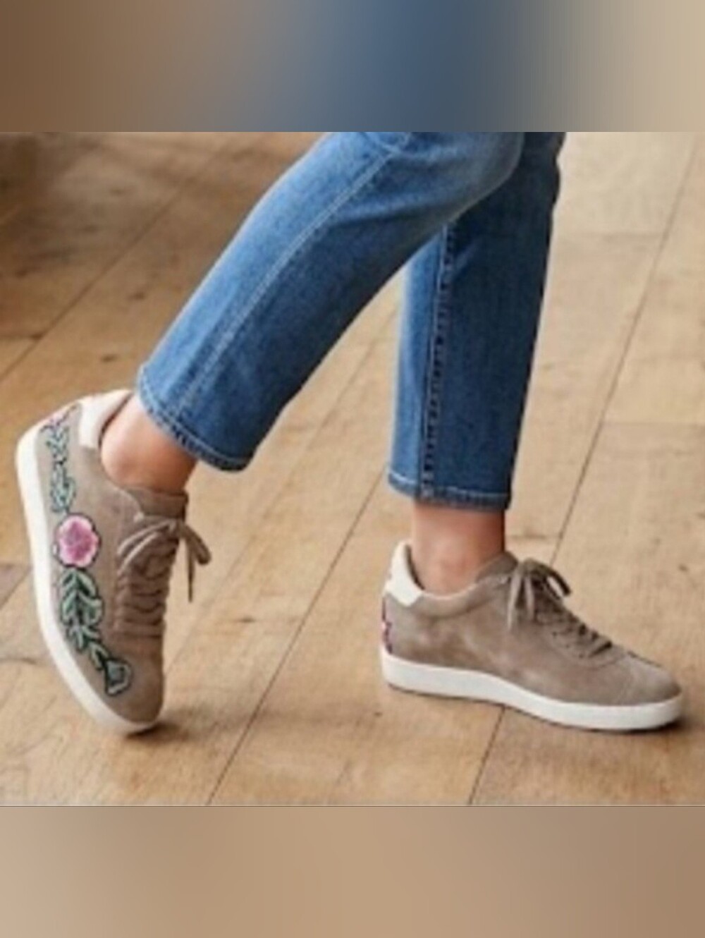 ASH Gull Suede Floral Embroidered Wedge Sneakers Size 38